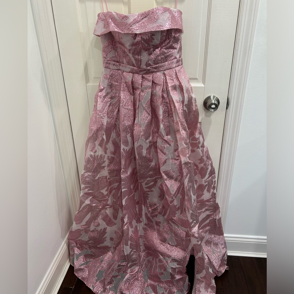 Strapless pink ball gown dress